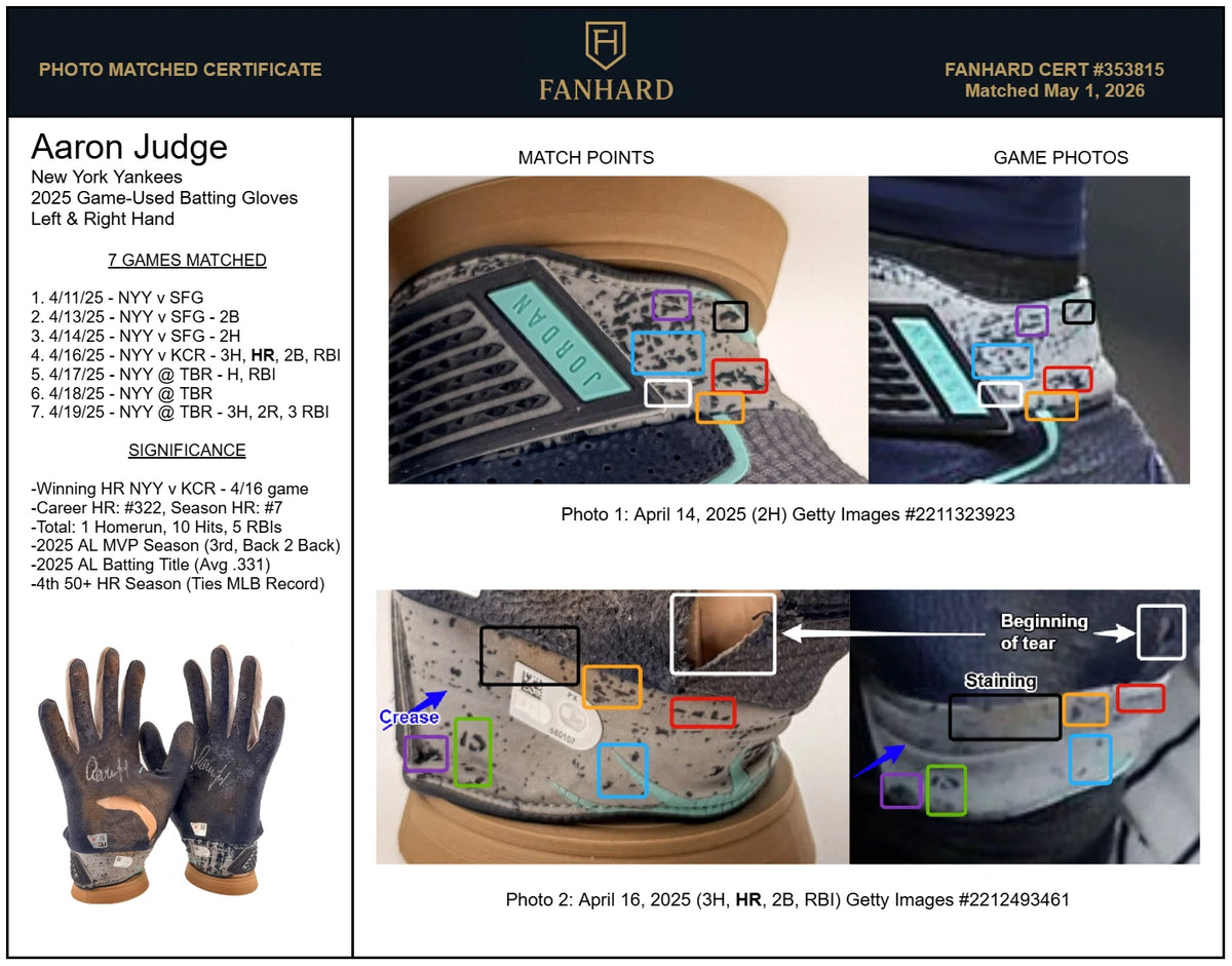 Aaron Judge — Photo-matched batting gloves · 7 games