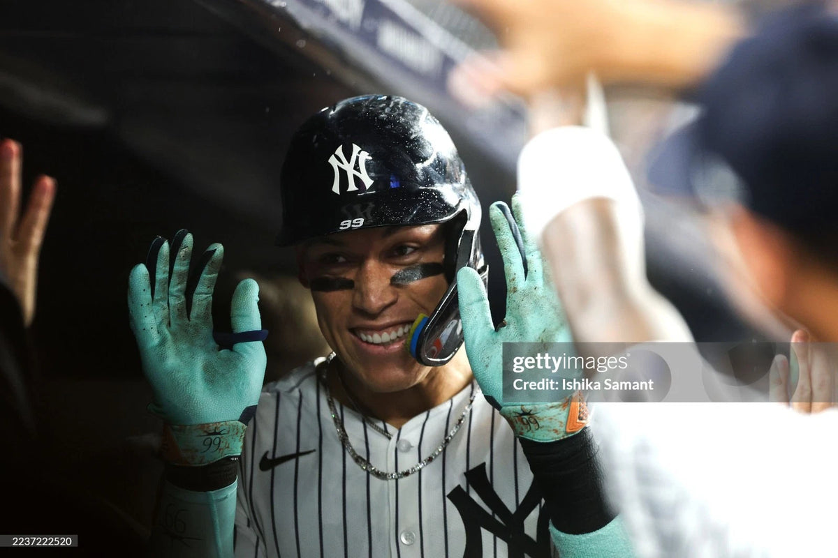Aaron Judge — 2025 signed game-used teal Jordan glove