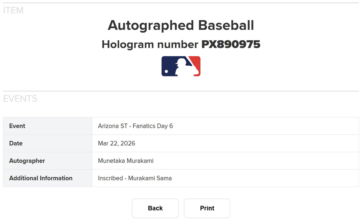 Munetaka Murakami — Signed rookie baseball & display