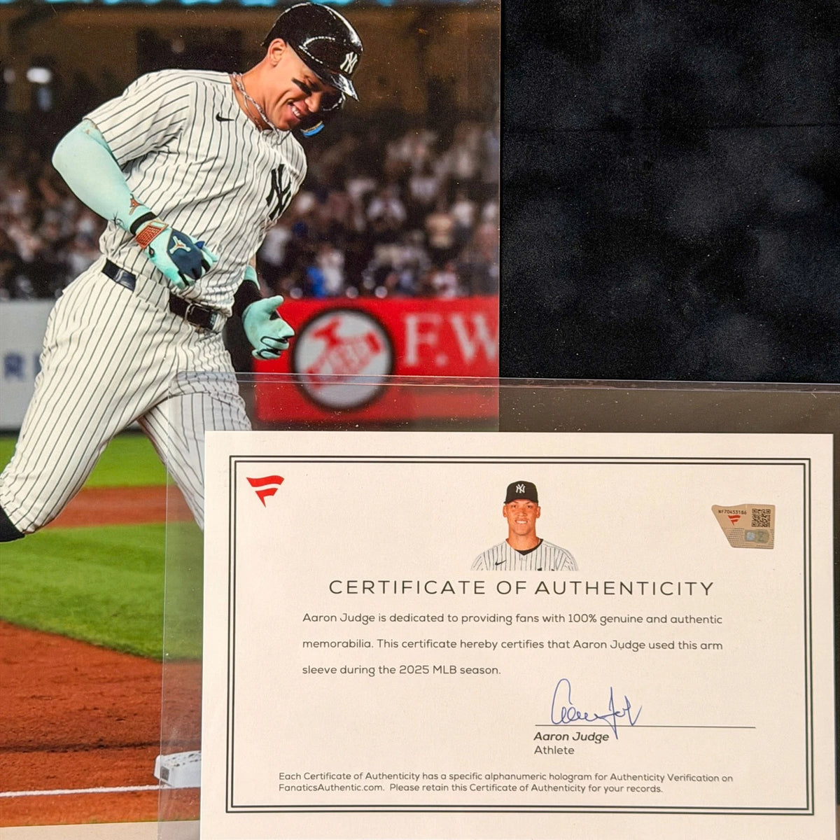 Aaron Judge — 2025 signed game-used Jordan arm sleeve