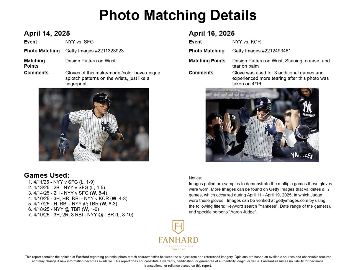 Aaron Judge — Photo-matched batting gloves · 7 games